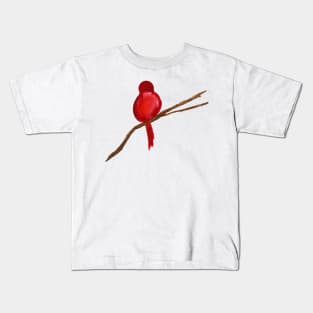 Little Red Bird Watercolor Painting Kids T-Shirt